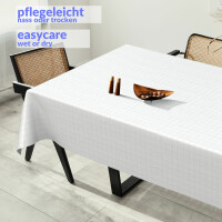 Wachstuchtischdecke Wachstuch Tischdecke abwaschbar rechteck, rund, oval hochwertige Bedruckung Gartentischdecke MIMOSA Dream Weiß Breite 140cm