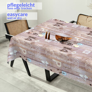 Tischdecke Wachstuch Chic&Charme Modern Holz Industrie 160x140cm Schnittkante