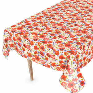 Wachstuchtischdecke Tischdecke abwaschbar Wachstischdecke Gartischdecke Mohnblumen 100x140cm Outdoor Tischdecke