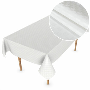 Wachstuchtischdecke Tischdecke abwaschbar Wachstischdecke Gartischdecke Karo Weiß Premium 160x120cm Outdoor Tischdecke