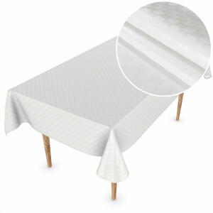 Wachstuchtischdecke Tischdecke abwaschbar Wachstischdecke Gartischdecke Karo Weiß Premium 100x140cm Outdoor Tischdecke