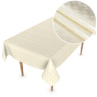 Wachstuchtischdecke Tischdecke abwaschbar Wachstischdecke Gartischdecke Karo Creme Premium 160x140cm Outdoor Tischdecke