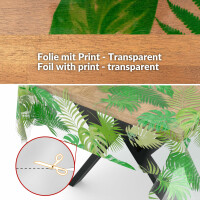 Transparente Tischdecke Vinyl Tischfolie Folie Tischschutzfolie 0,15mm mit Muster Exotik 100x140cm Schnittkante