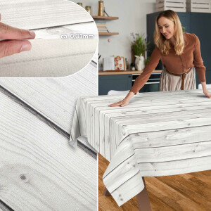 Tischdecke abwaschbar Stofftischdecke Tischäsche Tafeldecke Tischtuch Baumwolle Polyester Holz Grau