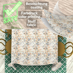 Tischdecke abwaschbar Stofftischdecke Tischäsche Tafeldecke Tischtuch Baumwolle Polyester Holzmosaik