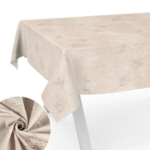 Tischdecke abwaschbar Stofftischdecke Tischäsche Tafeldecke Tischtuch Baumwolle Polyester Japondi Beige