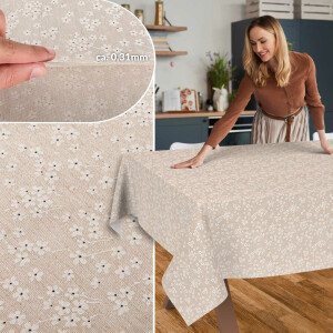 Tischdecke abwaschbar Stofftischdecke Tischäsche Tafeldecke Tischtuch Baumwolle Polyester Violen Beige