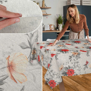 Tischdecke abwaschbar Stofftischdecke Tischäsche Tafeldecke Tischtuch Baumwolle Polyester Flora