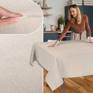 Tischdecke abwaschbar Stofftischdecke Tischäsche Tafeldecke Tischtuch Baumwolle Polyester Beige Grau