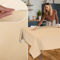 Tischdecke Stoff Tischwäsche Textil abwaschbar Tischtuch Baumwolle Polyester Beige Outdoor Tischdecke