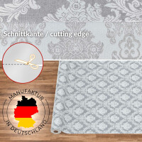 Stoff Tischdecke Textil Meterware Tischtuch Baumwolle Polyester Premium Jacquard Ornament Barock Grau