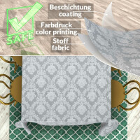 Stoff Tischdecke Textil Meterware Tischtuch Baumwolle Polyester Premium Jacquard Ornament Barock Grau