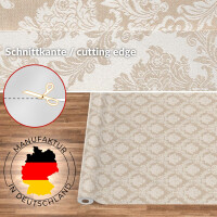 Stoff Tischdecke Textil Meterware Tischtuch Baumwolle Polyester Premium Jacquard Ornament Barock Beige