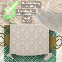 Stoff Tischdecke Textil Meterware Tischtuch Baumwolle Polyester Premium Jacquard Ornament Barock Beige