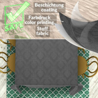 Stoff Tischdecke Textil Meterware Tischtuch Baumwolle Polyester Premium Jacquard Ornament Barock Schwarz