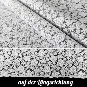 Vinyl Tischdecke abwaschbar Wachstischdecke Lace Vinyl Häkeloptik Rosen Anthrazit Rosen Weiß