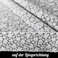 Vinyl Tischdecke abwaschbar Wachstischdecke Lace Vinyl Häkeloptik Rosen Anthrazit Rosen Weiß