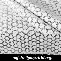 Vinyl Tischdecke abwaschbar Wachstischdecke Lace Vinyl Häkeloptik Blumen Kamille Weiß