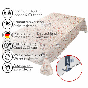 Wachstuch Tischdecke abwaschbar Wachstischdecke Pixel Braun Karo Streifen 100x140cm eingefasst