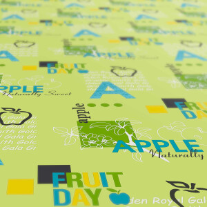 Wachstuch Tischdecke Apple Apfel Grün 200x140cm mit Saum