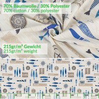 Tischdecke Stoff Tischwäsche Textil abwaschbar Tischtuch Baumwolle Polyester Maritim 100x140cm Outdoor Tischdecke