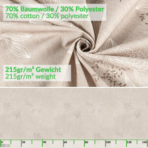 Tischdecke Stoff Tischwäsche Textil abwaschbar Tischtuch Baumwolle Polyester Japondi Beige Oval 220x140cm Outdoor Tischdecke