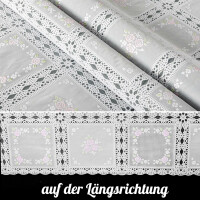Vinyl Wachstuch Häkel Spitze Optik Wasserfest Blumen Karo Rosa/Weiß 350x138cm
