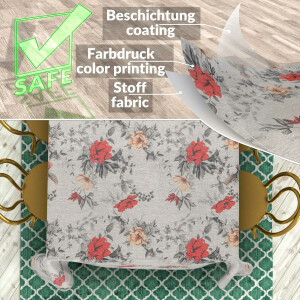 Tischdecke Stoff Tischwäsche Textil abwaschbar Tischtuch Baumwolle Polyester Flora 140x140cm Outdoor Tischdecke