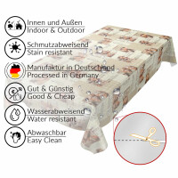 Wachstischdecke abwaschbare Tischdecke Kaffee Croissant Expresso Beige 100x140cm