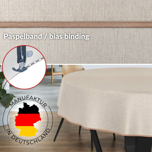 Tischdecke Stoff Tischwäsche Textil abwaschbar Tischtuch Baumwolle Polyester Beige Grau Rund 140cm Outdoor Tischdecke