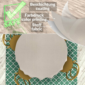 Tischdecke Stoff Tischwäsche Textil abwaschbar Tischtuch Baumwolle Polyester Beige Grau Rund 140cm Outdoor Tischdecke