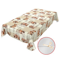 Wachstischdecke abwaschbare Tischdecke Kaffee Croissant Expresso Beige 200x140cm