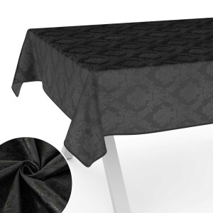 Tischdecke Stoff Tischwäsche Textil abwaschbar Tischtuch Baumwolle Polyester Barock Schwarz 280x140cm Outdoor Tischdecke