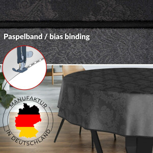 Tischdecke Stoff Tischwäsche Textil abwaschbar Tischtuch Baumwolle Polyester Barock Schwarz Rund 140cm Outdoor Tischdecke