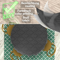 Tischdecke Stoff Tischwäsche Textil abwaschbar Tischtuch Baumwolle Polyester Barock Schwarz Rund 140cm Outdoor Tischdecke