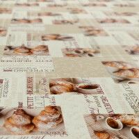 Kaffee Croissant Expresso Beige 100x140cm Wachstuch Tischdecke eingefasst