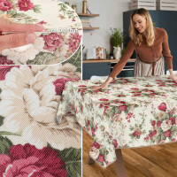 Tischdecke abwaschbar Stofftischdecke Tischäsche Tafeldecke Tischtuch Baumwolle Polyester Roses