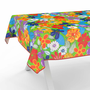 Tischdecke abwaschbar Stofftischdecke Tischäsche Tafeldecke Tischtuch Baumwolle Polyester Colourful Flowers