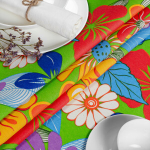 Tischdecke abwaschbar Stofftischdecke Tischäsche Tafeldecke Tischtuch Baumwolle Polyester Colourful Flowers