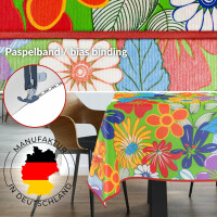 Tischdecke Stoff Tischwäsche Textil abwaschbar Tischtuch Baumwolle Polyester Colourful Flowers Outdoor Tischdecke