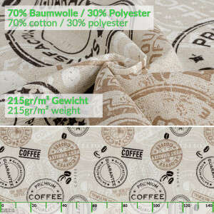 Tischdecke abwaschbar Stofftischdecke Tischäsche Tafeldecke Tischtuch Baumwolle Polyester Coffee