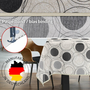 Tischdecke abwaschbar Stofftischdecke Tischäsche Tafeldecke Tischtuch Baumwolle Polyester Circles Grey