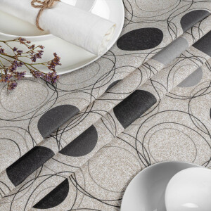 Tischdecke abwaschbar Stofftischdecke Tischäsche Tafeldecke Tischtuch Baumwolle Polyester Circles Grey