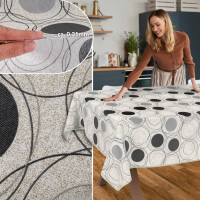 Tischdecke abwaschbar Stofftischdecke Tischäsche Tafeldecke Tischtuch Baumwolle Polyester Circles Grey