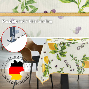 Tischdecke abwaschbar Stofftischdecke Tischäsche Tafeldecke Tischtuch Baumwolle Polyester Lemon