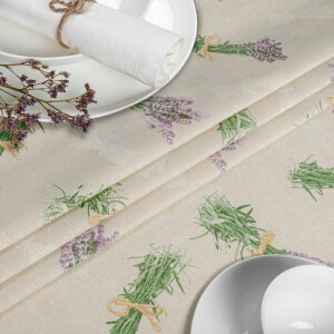 Tischdecke abwaschbar Stofftischdecke Tischäsche Tafeldecke Tischtuch Baumwolle Polyester Lavender Beige