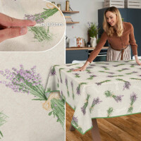 Tischdecke abwaschbar Stofftischdecke Tischäsche Tafeldecke Tischtuch Baumwolle Polyester Lavender Beige