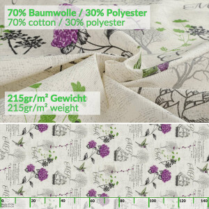 Tischdecke abwaschbar Stofftischdecke Tischäsche Tafeldecke Tischtuch Baumwolle Polyester Hydrangea Purple