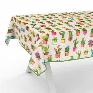 Tischdecke abwaschbar Stofftischdecke Tischäsche Tafeldecke Tischtuch Baumwolle Polyester Cactus