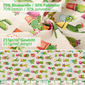 Tischdecke abwaschbar Stofftischdecke Tischäsche Tafeldecke Tischtuch Baumwolle Polyester Cactus